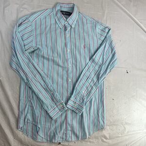Polo Ralph Lauren Mens Button Down Striped Small Blue and Pink Preppy